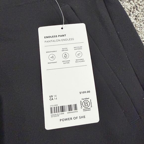 ATHLETA Black Endless High Rise Pant, New with tags, Size 14, Stretchy - Picture 5 of 10